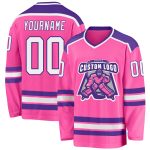 Personalized Pink White Purple Hockey Jersey for Custom Team Apparel Custom Pink White-Purple Hockey Jersey