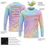 Custom Leopard 3D Pattern Long Sleeve T-Shirt in Pink White Red - Performance Tee Custom Pink White-Red Leopard 3D Pattern - Image 2