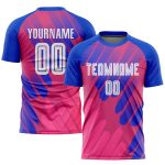 Custom Sublimation Soccer Jersey Pink White-Royal Third Design Custom Pink White-Royal Third Sublimation Soccer Uniform Jersey