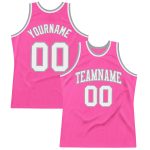 Custom Pink White Silver Gray Sports Basketball Jersey Authentic Throwback Custom Pink White-Silver Gray Authentic Throwback