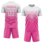 Custom Pink White Soccer Jersey, Personalized Sublimation Uniform for Teams Custom Pink White Sublimation Soccer Uniform - Image 2