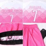 Custom Pink White Soccer Jersey, Personalized Sublimation Uniform for Teams Custom Pink White Sublimation Soccer Uniform - Image 6
