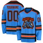 Custom Hockey Jersey - Powder Blue with Black and Orange Trim Custom Powder Blue Black-Orange Hockey Jersey