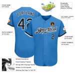 Custom Powder Blue Black and White Authentic Baseball Jersey for Men Custom Powder Blue Black-White Authentic Baseball Jersey - Image 3