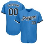 Custom Powder Blue Black and White Authentic Baseball Jersey for Men Custom Powder Blue Black-White Authentic Baseball Jersey