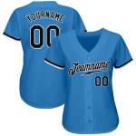 Custom Powder Blue Black and White Authentic Baseball Jersey for Men Custom Powder Blue Black-White Authentic Baseball Jersey - Image 2
