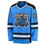 Custom Powder Blue Hockey Jersey - Black and White Design, Personalized Sports Apparel Custom Powder Blue Black-White Hockey - Image 2