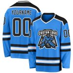 Custom Powder Blue Hockey Jersey - Black and White Design, Personalized Sports Apparel Custom Powder Blue Black-White Hockey