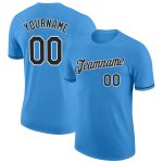 Custom Powder Blue Performance T-Shirt - Black and White Design, Athletic Wear for Men and Women Custom Powder Blue Black-White