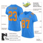 Custom Powder Blue Blaze Orange Authentic Football Jersey - Mesh Design, Personalized Sports Apparel Custom Powder Blue Blaze - Image 2