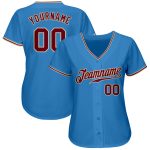Custom Powder Blue Authentic Baseball Jersey - Crimson City Cream Design Custom Powder Blue Crimson-City Cream Authentic - Image 2