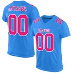 Custom Powder Blue Hot Pink White Mesh Football Jersey - Authentic Team Apparel Custom Powder Blue Hot Pink-White Mesh Authentic