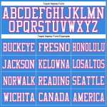 Custom Powder Blue Hot Pink White Mesh Football Jersey - Authentic Team Apparel Custom Powder Blue Hot Pink-White Mesh Authentic - Image 3