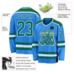Custom Powder Blue Kelly Green White Hockey Jersey for Men and Women Custom Powder Blue Kelly Green-White Hockey Jersey - Image 3