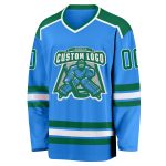 Custom Powder Blue Kelly Green White Hockey Jersey for Men and Women Custom Powder Blue Kelly Green-White Hockey Jersey - Image 2