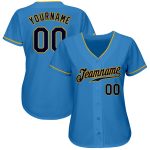 Custom Authentic Baseball Jersey - Powder Blue Navy Gold Style 4322 Custom Powder Blue Navy-Gold Authentic Baseball Jersey - Image 2