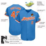 Authentic Custom Powder Blue Orange White Baseball Jersey for Men Custom Powder Blue Orange-White Authentic Baseball Jersey - Image 3