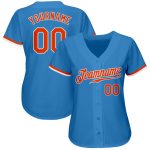 Authentic Custom Powder Blue Orange White Baseball Jersey for Men Custom Powder Blue Orange-White Authentic Baseball Jersey - Image 2
