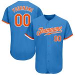 Authentic Custom Powder Blue Orange White Baseball Jersey for Men Custom Powder Blue Orange-White Authentic Baseball Jersey