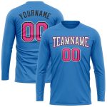 Custom Performance T-Shirt for Men and Women - Long Sleeve in Powder Blue, Pink, Black, and White Custom Powder Blue Pink - Image 2