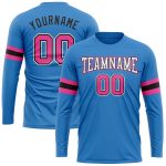 Custom Performance T-Shirt for Men and Women - Long Sleeve in Powder Blue, Pink, Black, and White Custom Powder Blue Pink