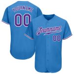 Custom Powder Blue Purple White Baseball Jersey - Authentic Team Apparel Custom Powder Blue Purple-White Authentic Baseball