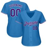 Custom Powder Blue Purple White Baseball Jersey - Authentic Team Apparel Custom Powder Blue Purple-White Authentic Baseball - Image 2