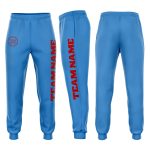 Custom Powder Blue Jogger Sweatpants for Men Women Red Fleece Comfort Custom Powder Blue Red Fleece Jogger Sweatpants