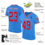 Powder Blue Football Jersey Custom Red-Navy Authentic Throwback Mesh Design Custom Powder Blue Red-Navy Mesh Authentic Throwback - Image 2