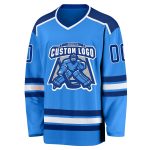 Custom Powder Blue Hockey Jersey - Royal White Team Jersey for Men and Women Custom Powder Blue Royal-White Hockey Jersey - Image 2