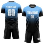Custom Powder Blue Sublimation Fade Soccer Jersey - Fashion Uniform - Black/White Custom Powder Blue White-Black Sublimation - Image 2
