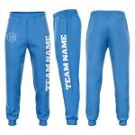 Custom Powder Blue Fleece Jogger Sweatpants for Men and Women Custom Powder Blue White Fleece Jogger Sweatpants