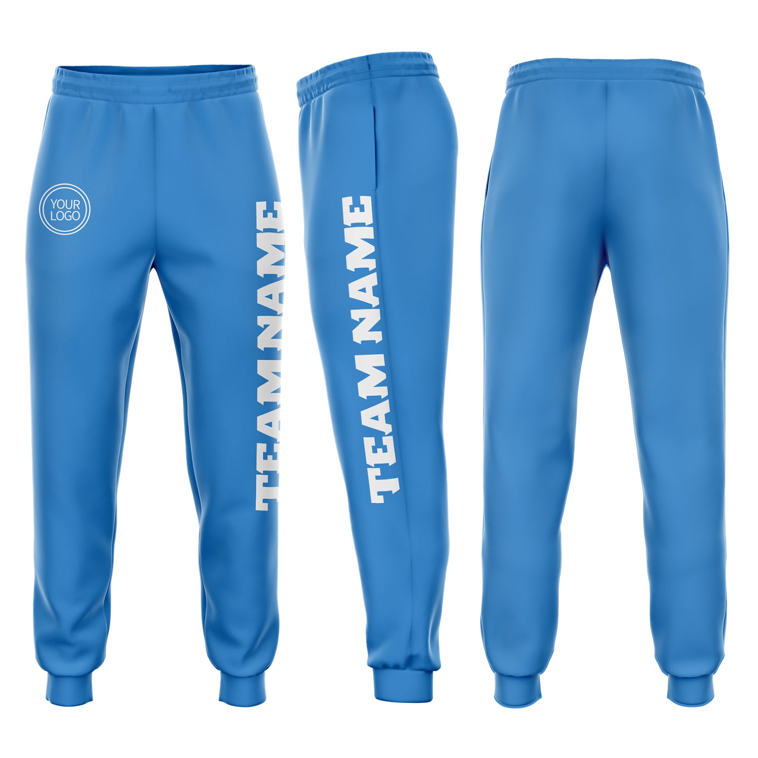 Custom Powder Blue Fleece Jogger Sweatpants for Men and Women Custom Powder Blue White Fleece Jogger Sweatpants
