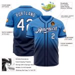 Powder Blue White Navy Authentic Baseball Jersey - Custom Fade Fashion Style Custom Powder Blue White-Navy Authentic Fade - Image 2