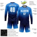 Custom Powder Blue White-Navy Soccer Uniform Jersey Long Sleeve Fade Fashion Custom Powder Blue White-Navy Sublimation Long - Image 3