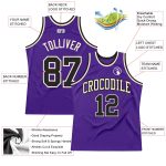 Custom Purple Black Cream Basketball Jersey | Authentic Throwback Design Custom Purple Black-Cream Authentic Throwback Basketball - Image 2