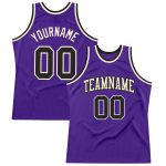 Custom Purple Black Cream Basketball Jersey | Authentic Throwback Design Custom Purple Black-Cream Authentic Throwback Basketball