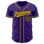 Custom Purple Black Gold Baseball Jersey - Authentic Sports Apparel Custom Purple Black-Gold Authentic Baseball Jersey - Image 2