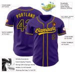 Custom Purple Black Gold Baseball Jersey - Authentic Sports Apparel Custom Purple Black-Gold Authentic Baseball Jersey - Image 3
