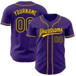 Custom Purple Black Gold Baseball Jersey - Authentic Sports Apparel Custom Purple Black-Gold Authentic Baseball Jersey