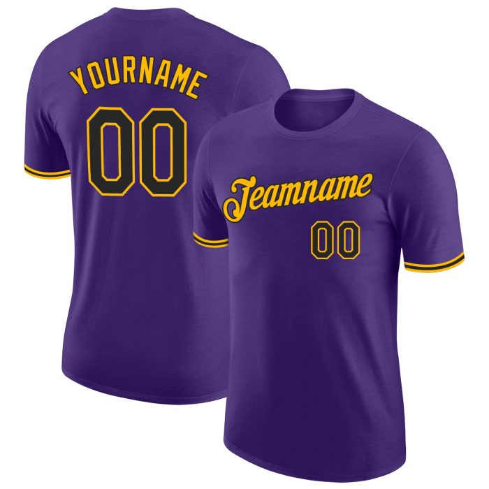 Custom Purple Black Gold Performance Tee - Lightweight Athletic Shirt for Men and Women Custom Purple Black-Gold Performance - Image 1