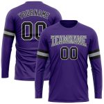 Custom Performance Long Sleeve T-Shirt in Purple Black-Gray for Men/Women Custom Purple Black-Gray Long Sleeve Performance
