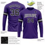 Custom Performance Long Sleeve T-Shirt in Purple Black-Gray for Men/Women Custom Purple Black-Gray Long Sleeve Performance - Image 3