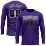 Custom Performance Long Sleeve T-Shirt in Purple Black-Gray for Men/Women Custom Purple Black-Gray Long Sleeve Performance - Image 2