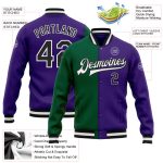 Custom Bomber Jacket for Men and Women - Purple Black Kelly Green Full-Snap Varsity Letterman Split Fashion Custom Purple - Image 3