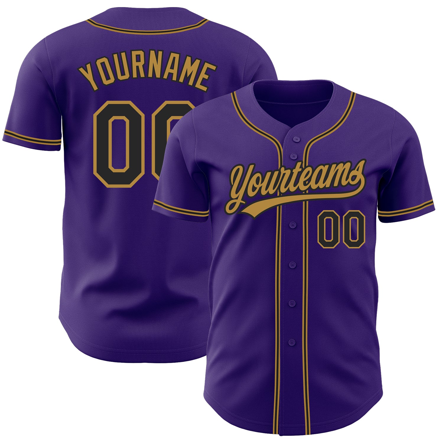 Custom Purple Black Gold Authentic Baseball Jersey - Personalized Sports Apparel Custom Purple Black-Old Gold Authentic Baseball