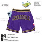 Custom Purple Black Old Gold Basketball Shorts Authentic Throwback Design Custom Purple Black-Old Gold Authentic Throwback - Image 2