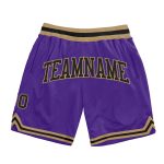 Custom Purple Black Old Gold Basketball Shorts Authentic Throwback Design Custom Purple Black-Old Gold Authentic Throwback