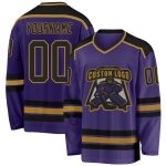 Purple Gold Custom Hockey Jersey - Black Design, Personalized Sports Gear Custom Purple Black-Old Gold Hockey Jersey