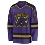 Purple Gold Custom Hockey Jersey - Black Design, Personalized Sports Gear Custom Purple Black-Old Gold Hockey Jersey - Image 2